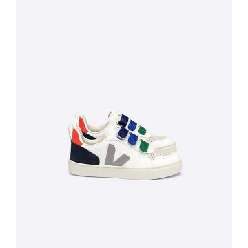 Kids' Veja V-10 CHROMEFREE Shoes White/Blue | ZA 742NWY